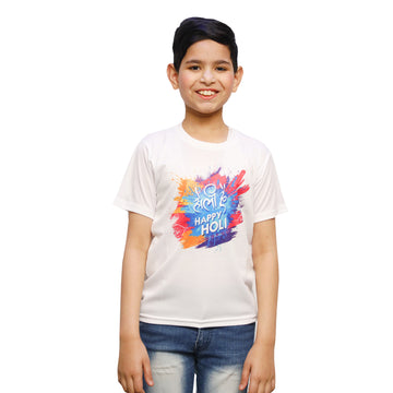 Printed Round Neck Holi T-shirts for Boys &amp; Girls (IMC2025-Holi3)