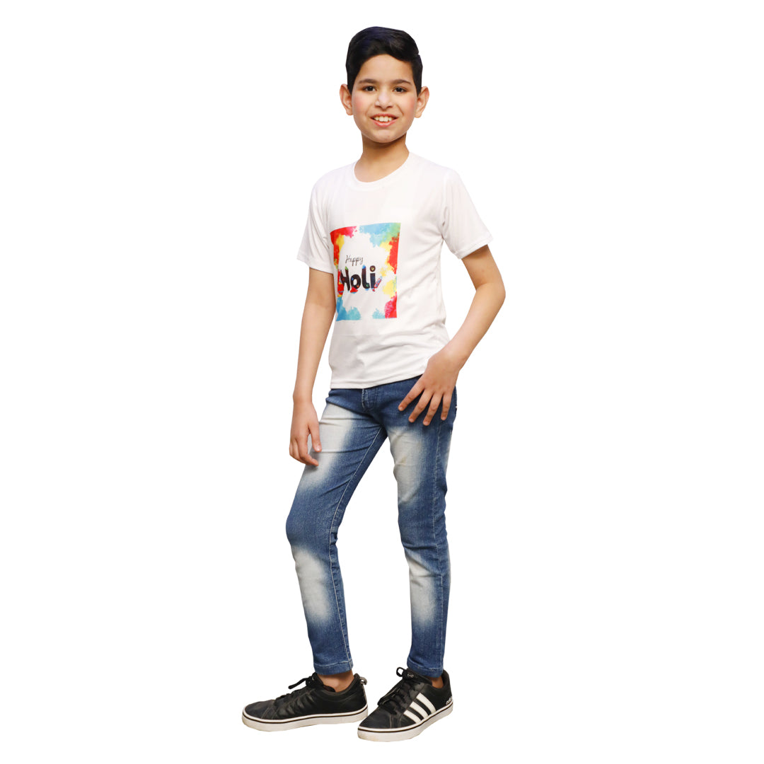 White Holi T-shirts for Boys &amp; Girls (IMC17000-Holi13)