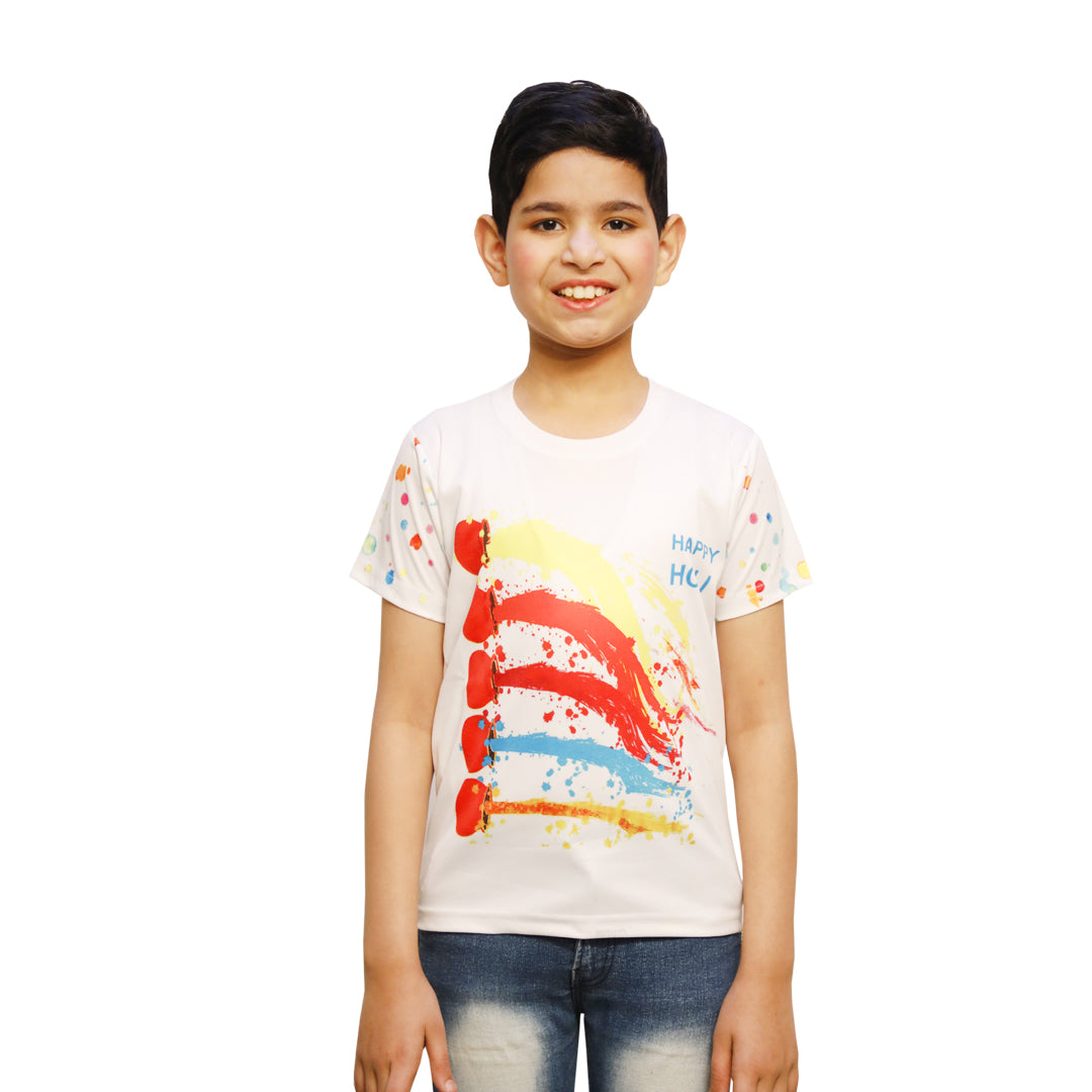 Holi T-Shirts for Kids - Printed Round Neck T-shirts for Boys &amp; Girls (IMC2030-Holi10)