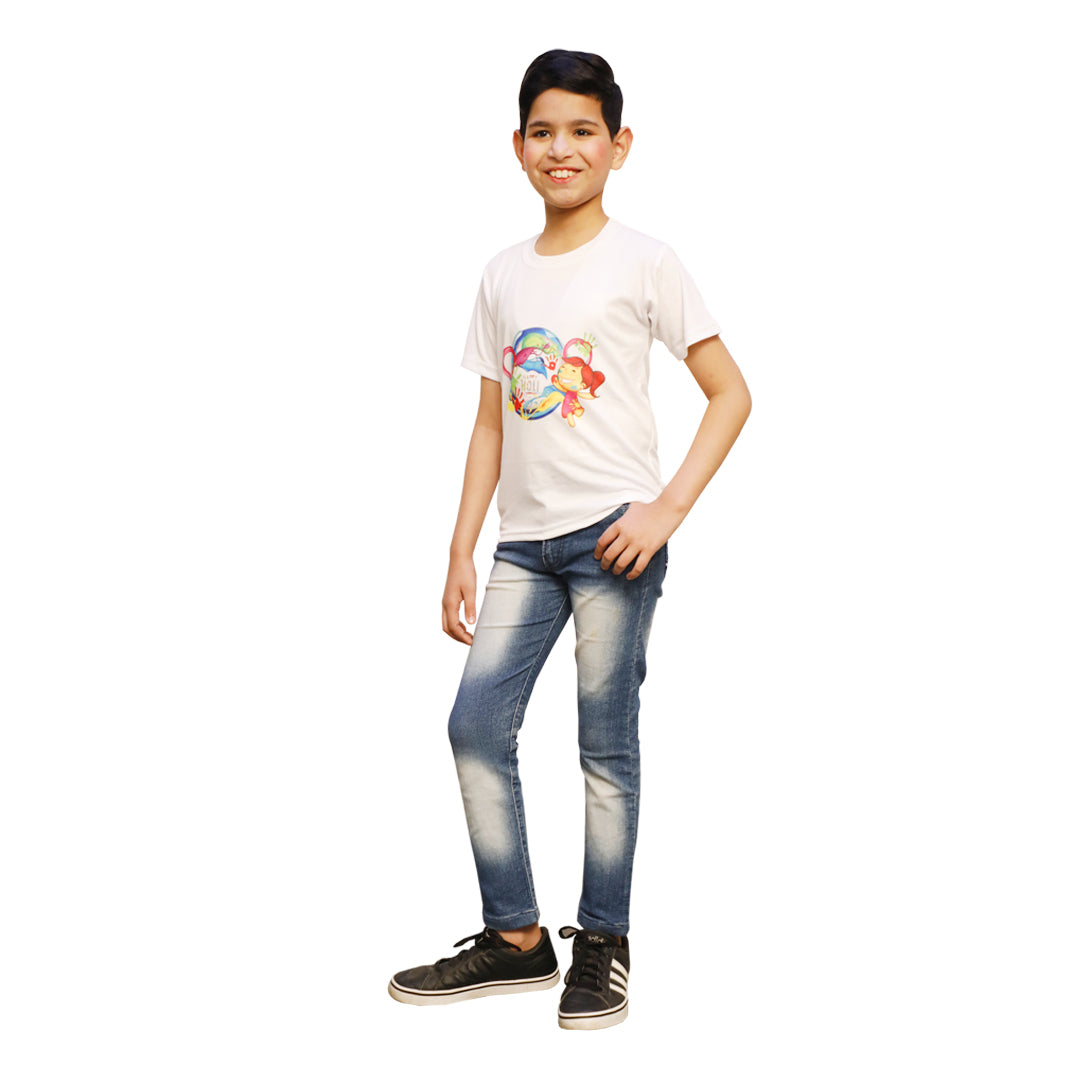 Printed Round Neck - Holi T-shirts for Kids(IMC17000-Holi14)