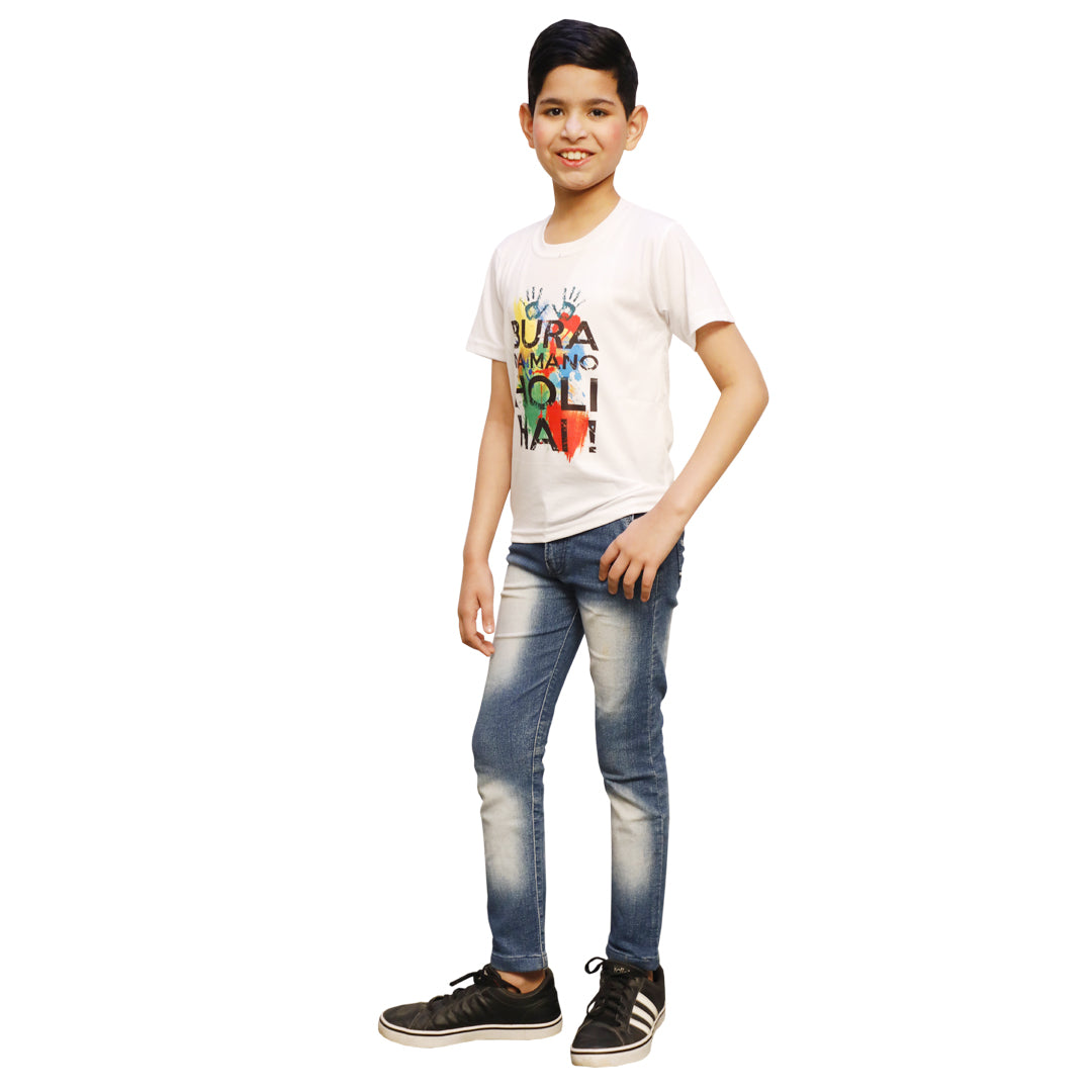 Holi T-Shirts for Kids - Printed Round Neck (IMC2030-Holi6)