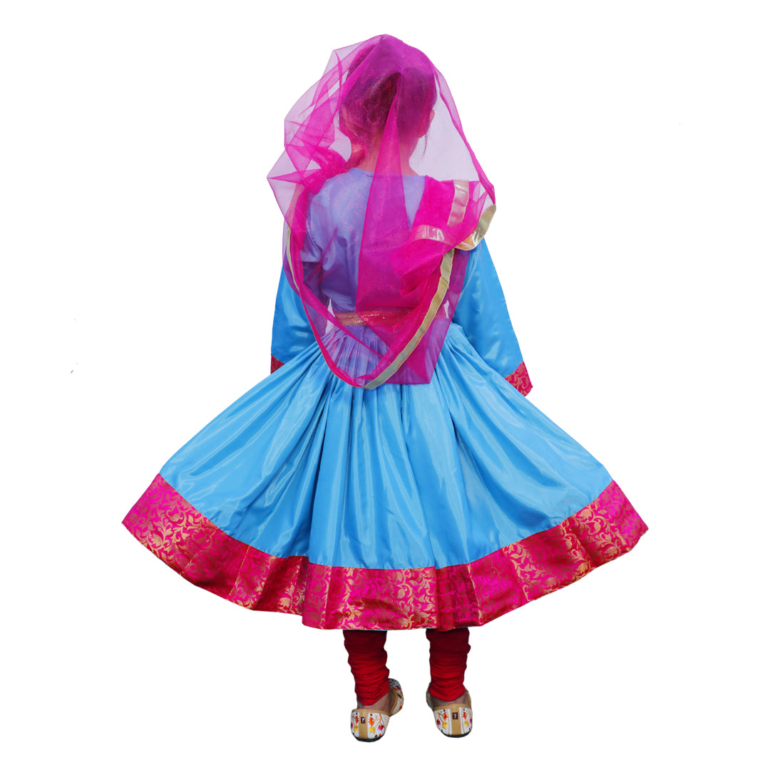 Kathak Costume Firozi and Magenta Anarkali Dress IMC40000-Turqmag