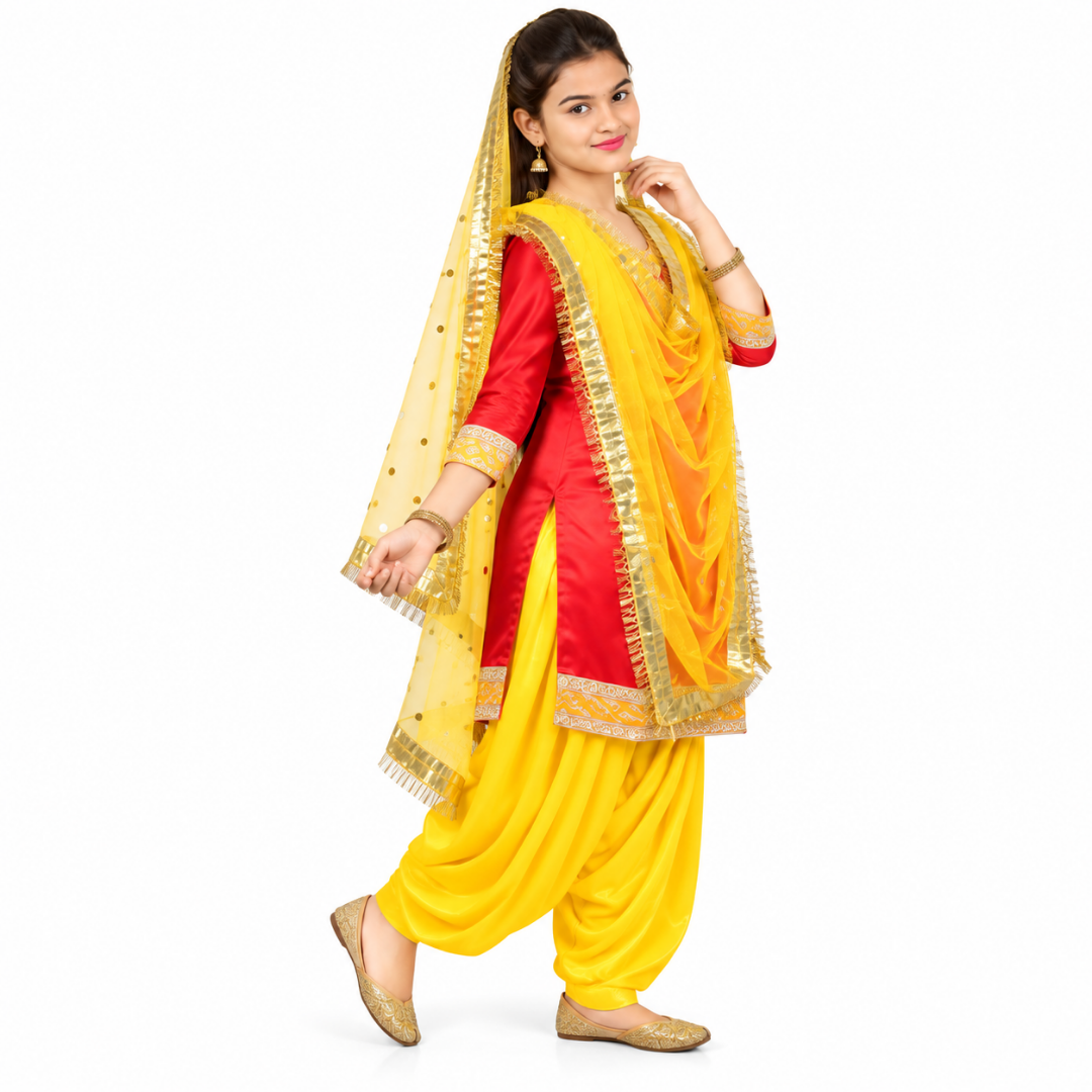 Punjabi Dress for Girls Traditional Folk Dance Costume for Kids
