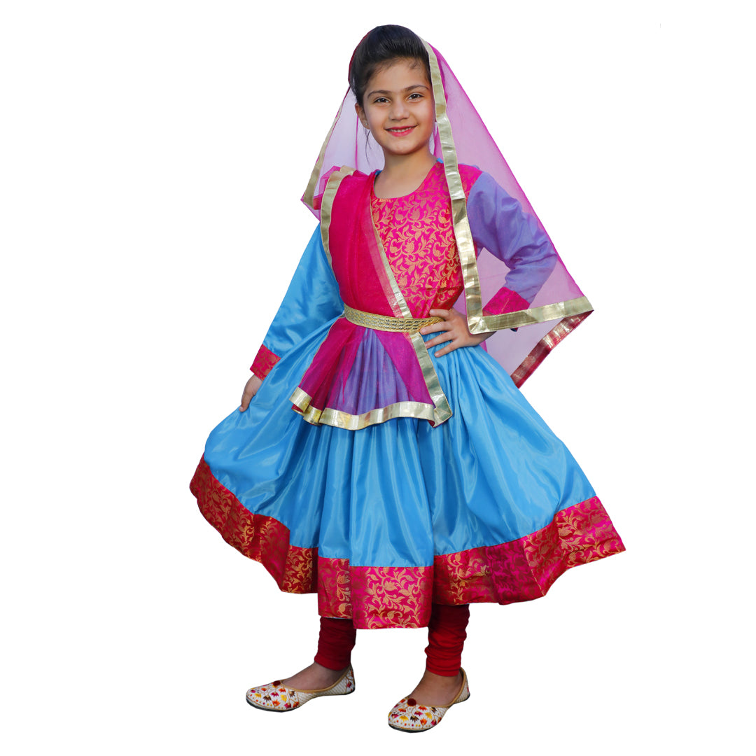 Kathak Costume Firozi and Magenta Anarkali Dress IMC40000-Turqmag