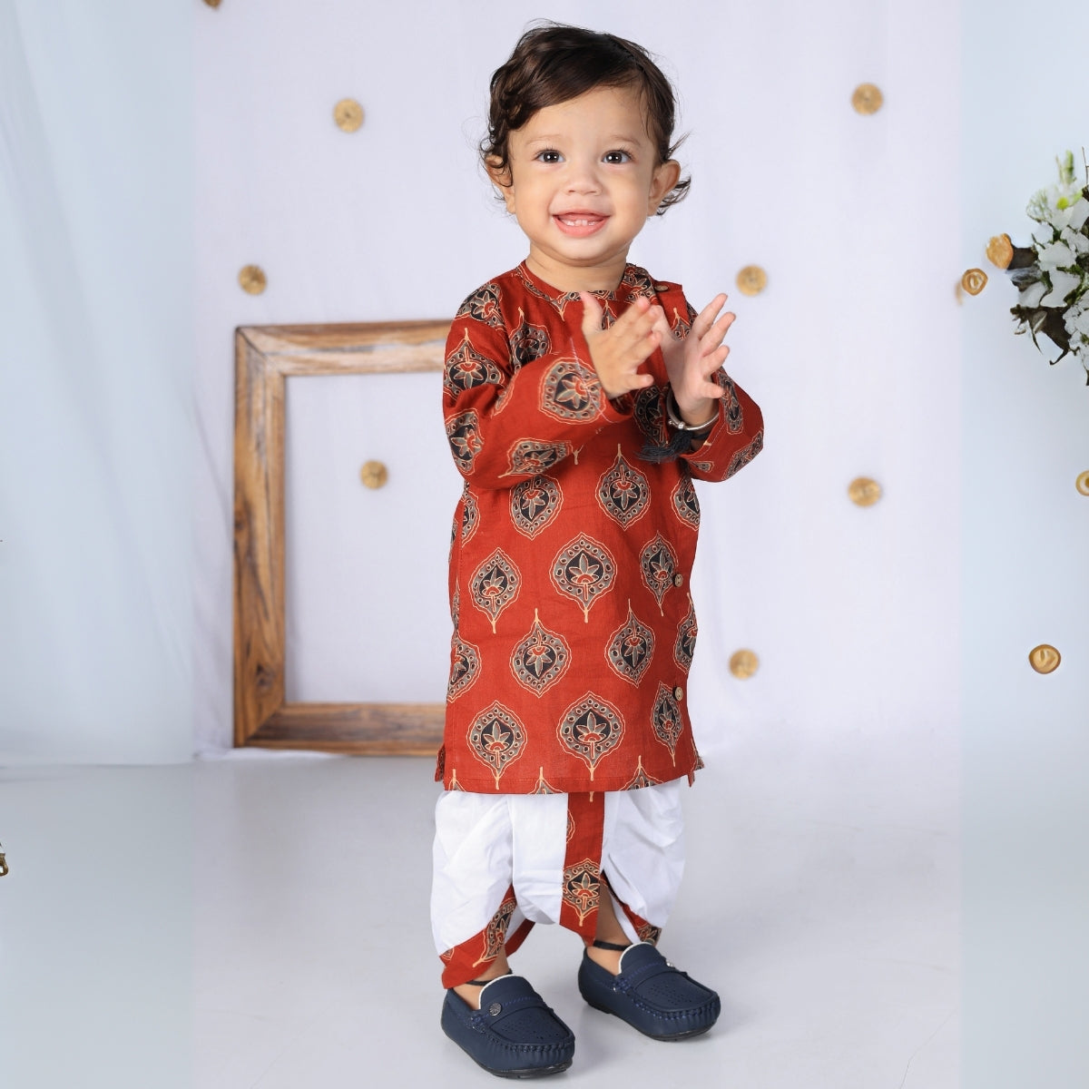 Vaanee Designz Elegant Traditional Dhoti Kurta Set for Baby Boys – Soft Cotton Ethnic Dress for Festivals And Weddings(Red)