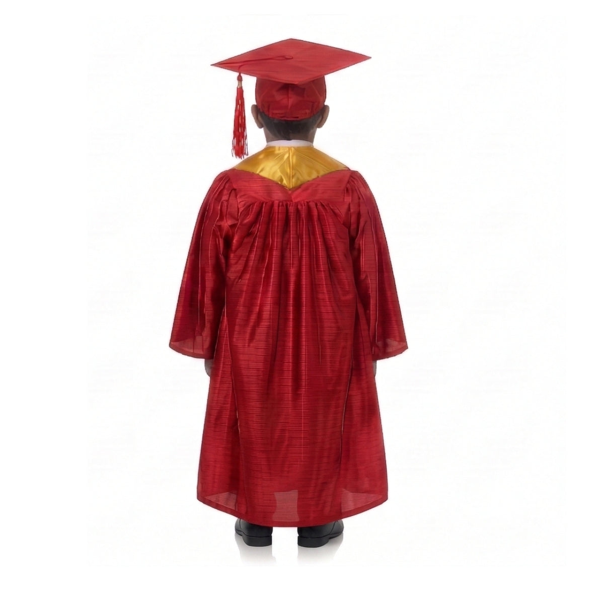 Kids Red Graduation Gown with Cap and Yellow Sash | Convocation Costume for Boys & Girls