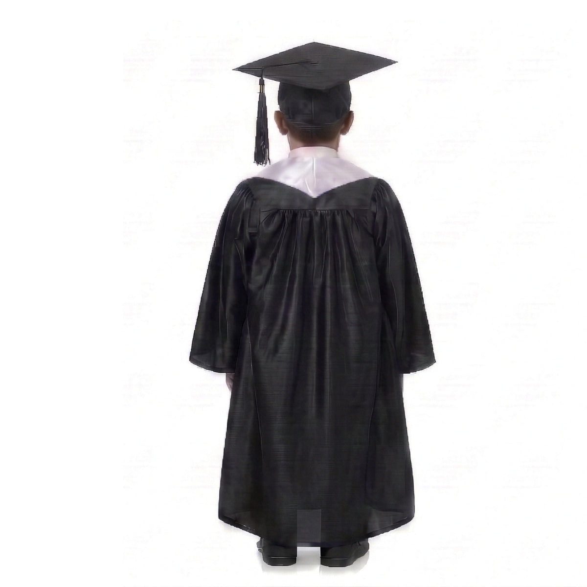 Kids Black Graduation Gown with Cap and White Sash | Convocation Costume for Boys & Girls