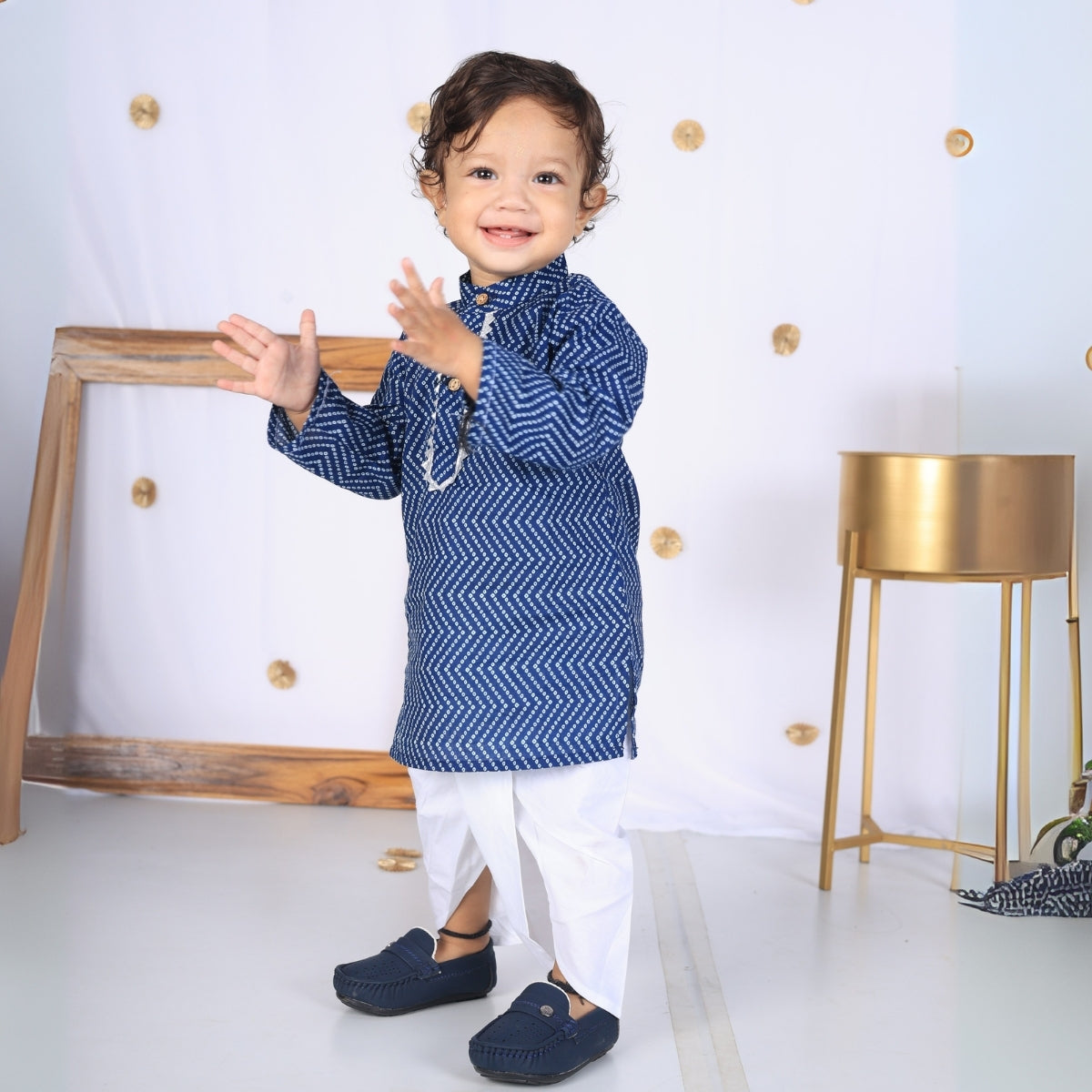 Vaanee Designz Elegant Traditional Dhoti Kurta Set for Baby Boys – Soft Cotton Ethnic Dress for Festivals And Weddings(Navy Blue)