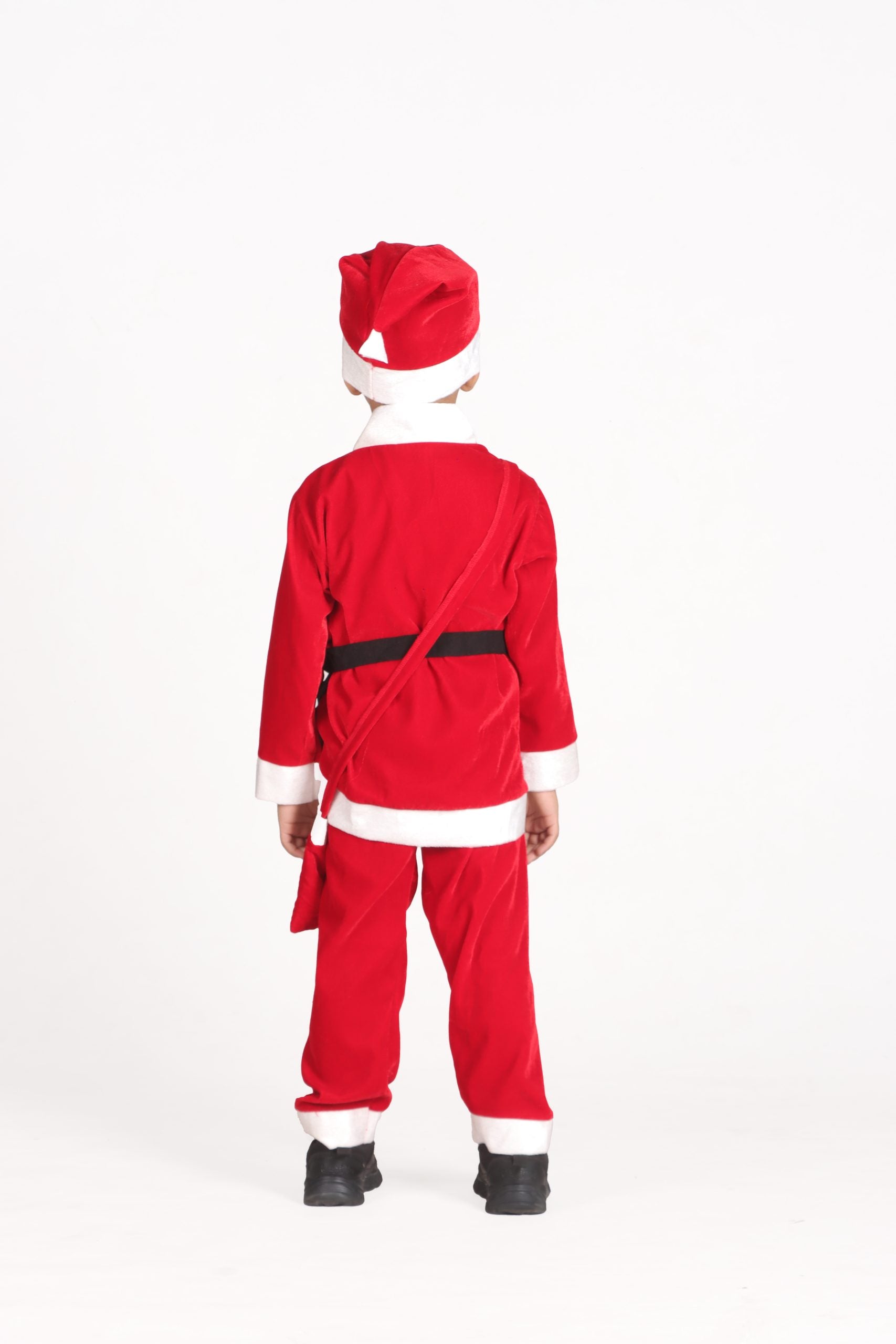 Itsmycostume Santa Costume Outfit for Kids With Jacket Pant Santa Cap Gift Pouch Belt,Beard &amp;Specs ,Red