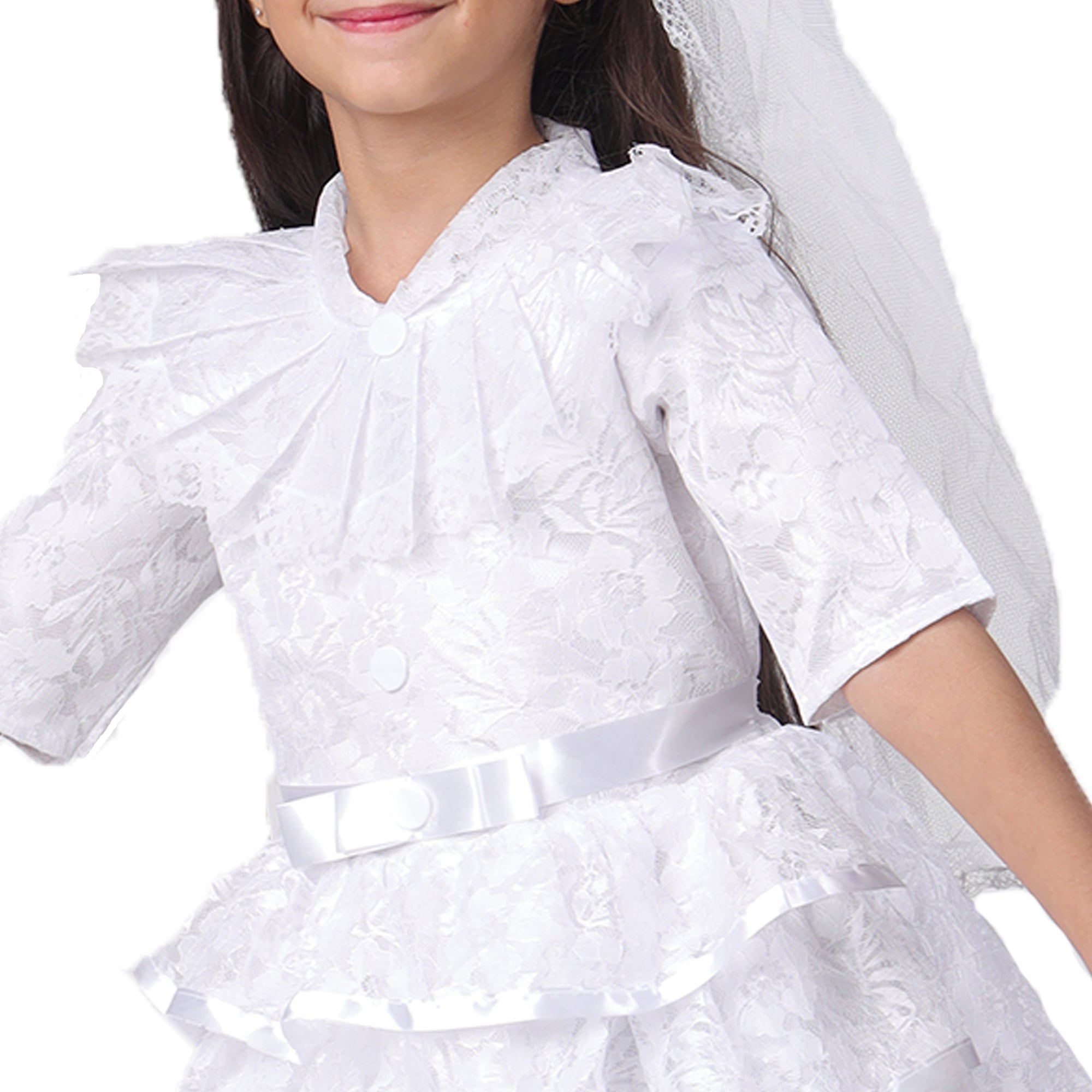 Itsmycostume Net Casual Knee Length Cute Frill Fairy White Frock Dress for Girls Kids