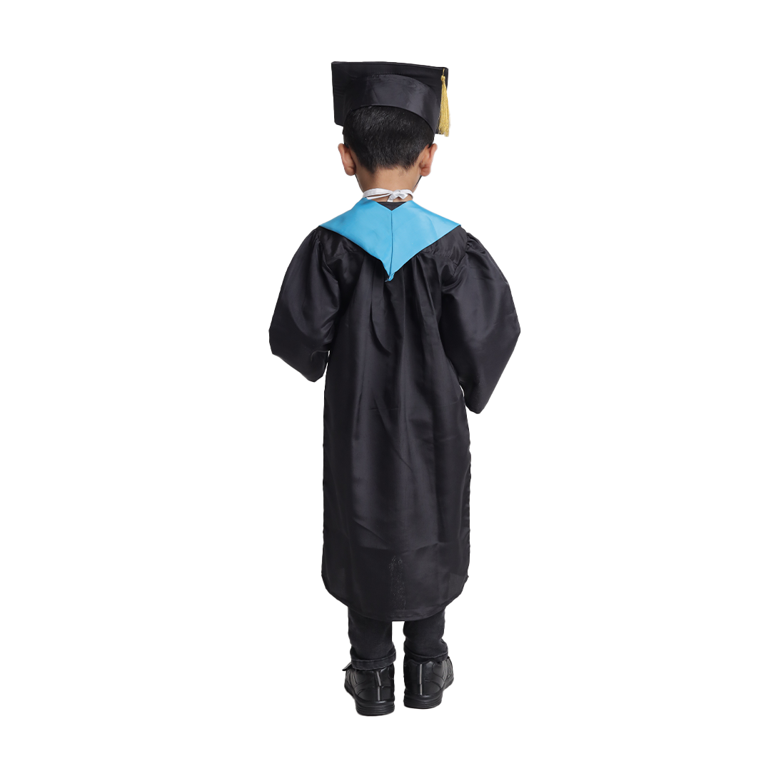 Convocation Graduation Black Gown Costume for Kids (IMC4082-Blue)