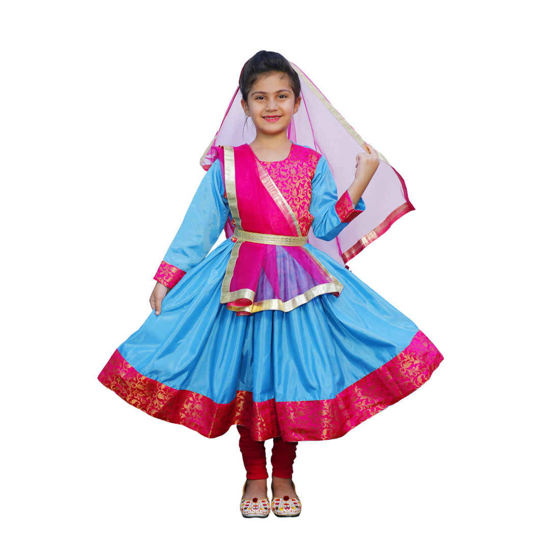 Kathak Costume Firozi and Magenta Anarkali Dress IMC40000-Turqmag