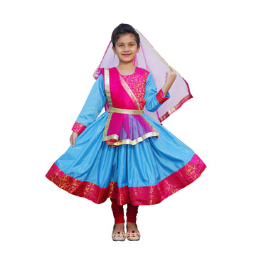 Kathak Costume Firozi and Magenta Anarkali Dress IMC40000-Turqmag