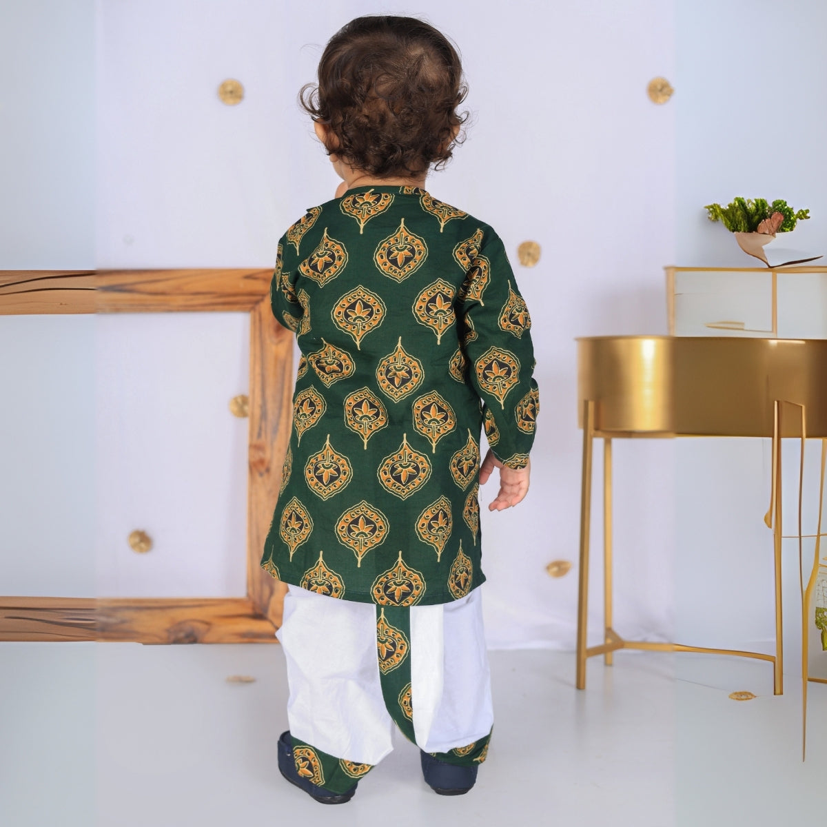 Vaanee Designz Elegant Traditional Dhoti Kurta Set for Baby Boys – Soft Cotton Ethnic Dress for Festivals And Weddings(Green)