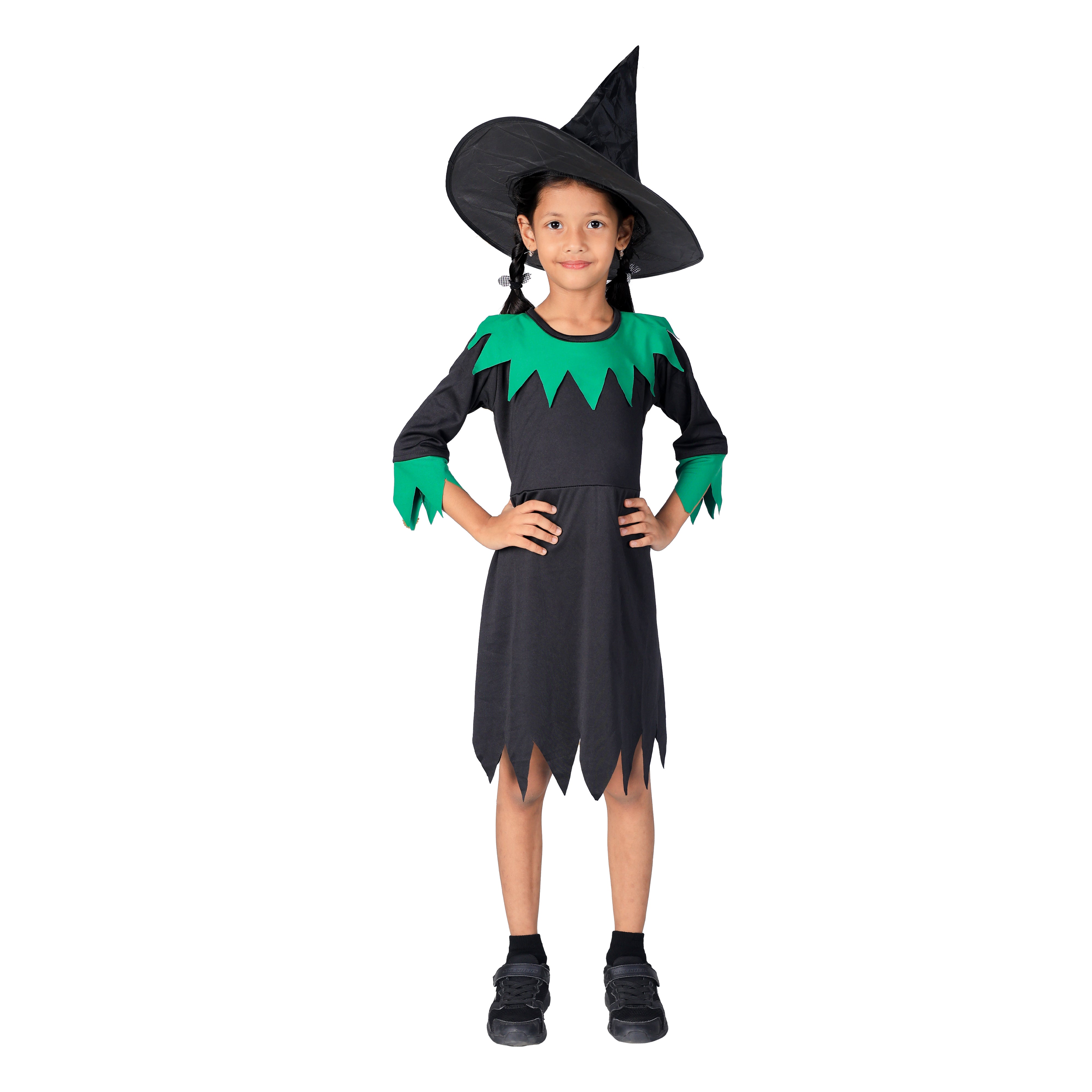 Halloween Dress| Witch Frock Costume and Accessories|For Girls  Kids |Haunted Horror Theme Dress (Free Scary Teeth)