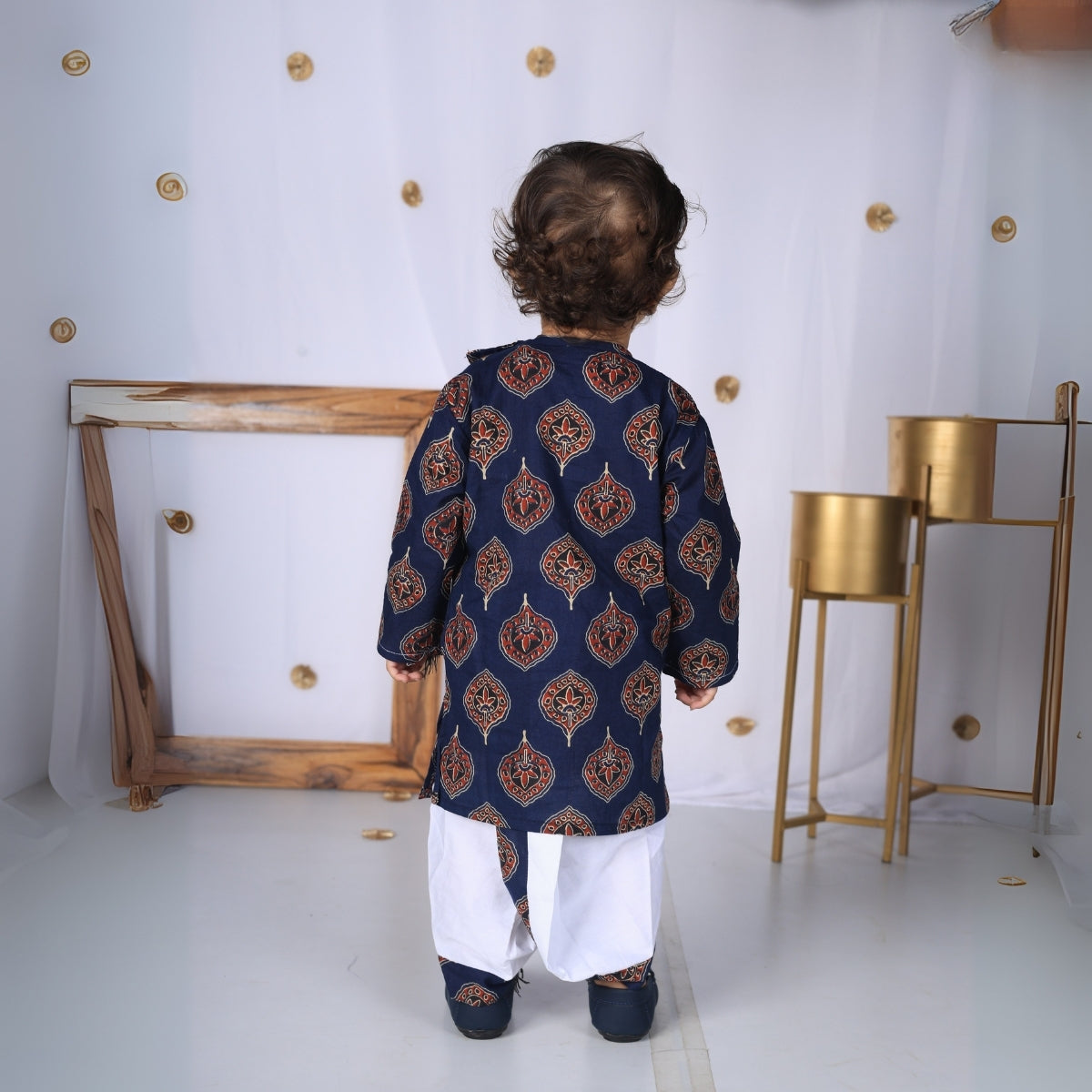 Vaanee Designz Elegant Traditional Dhoti Kurta Set for Baby Boys – Soft Cotton Ethnic Dress for Festivals And Weddings(Navy Blue)