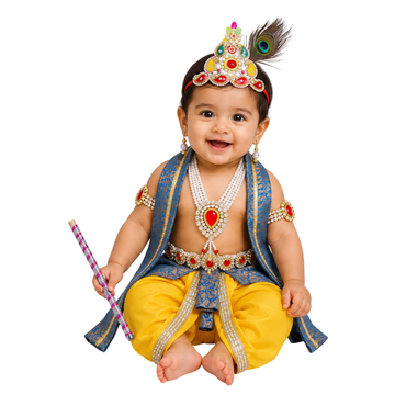 Krishna Dress for Baby Boy Kids Set of 10 Little Krishna Ji Kanha Janmasthmi Costume for Kids IMC39000-Yelfirozi
