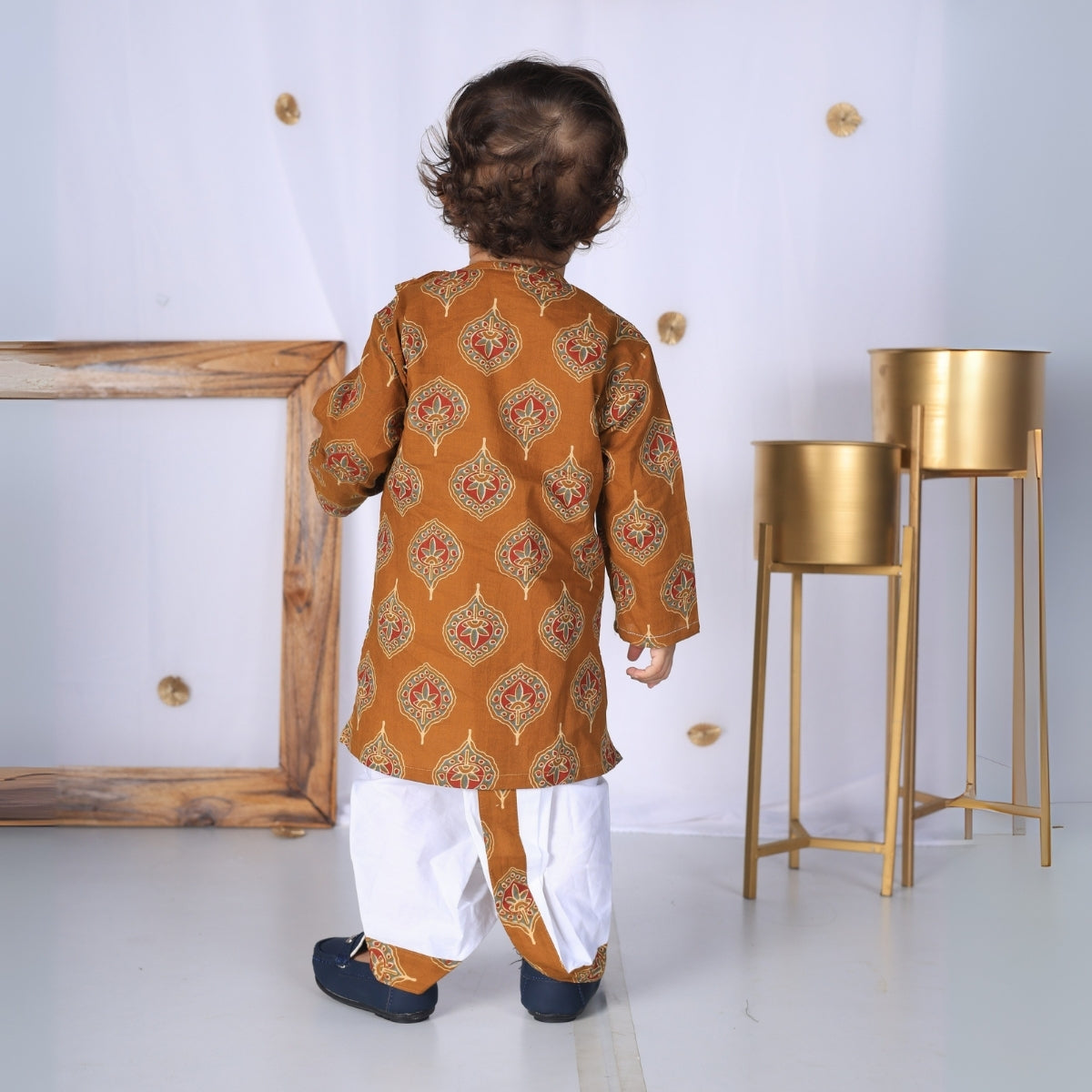 Vaanee Designz Elegant Traditional Dhoti Kurta Set for Baby Boys – Soft Cotton Ethnic Dress for Festivals And Weddings(Rust brown)