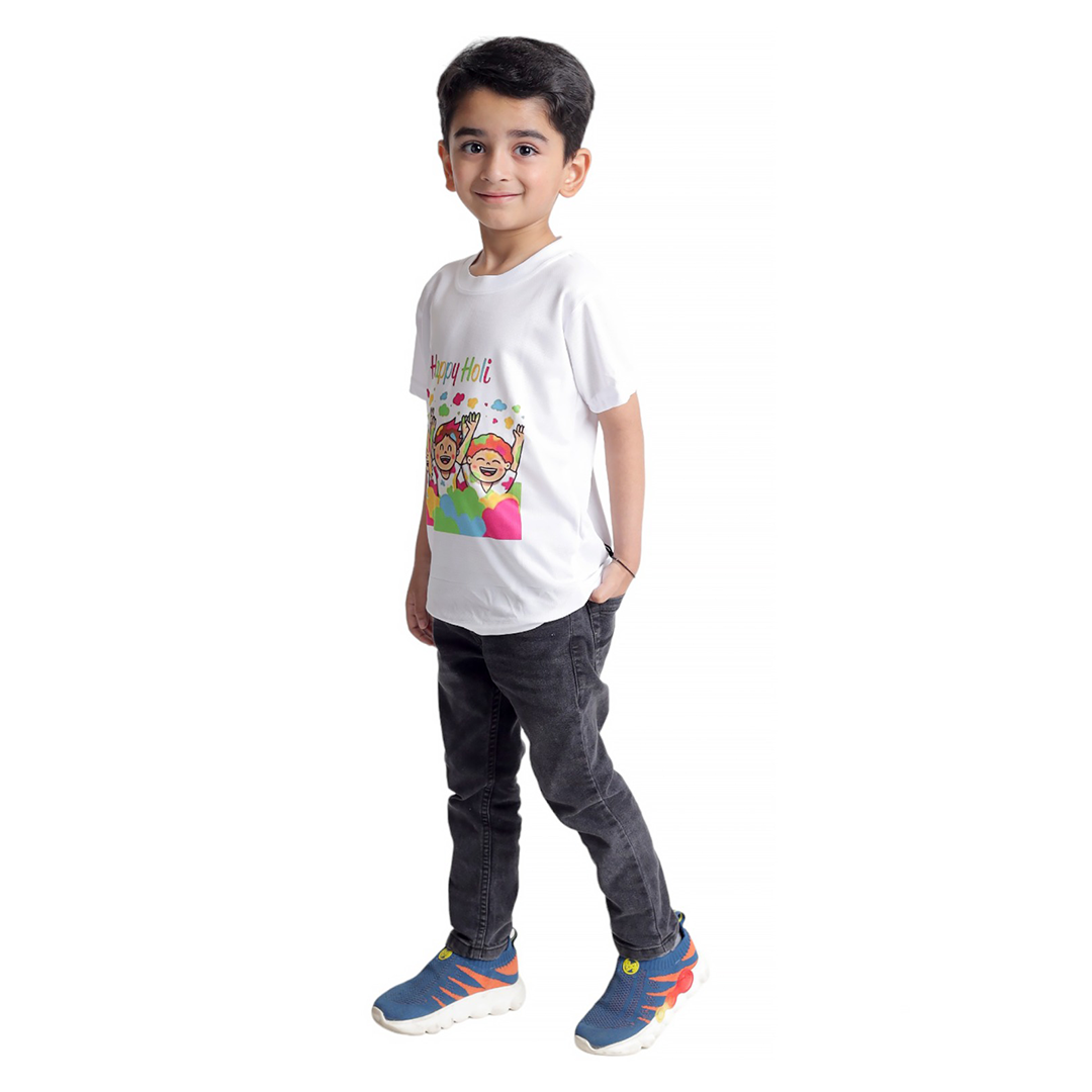 Holi T-Shirts for Kids - Printed Round Neck T-shirts for Boys &amp; Girls