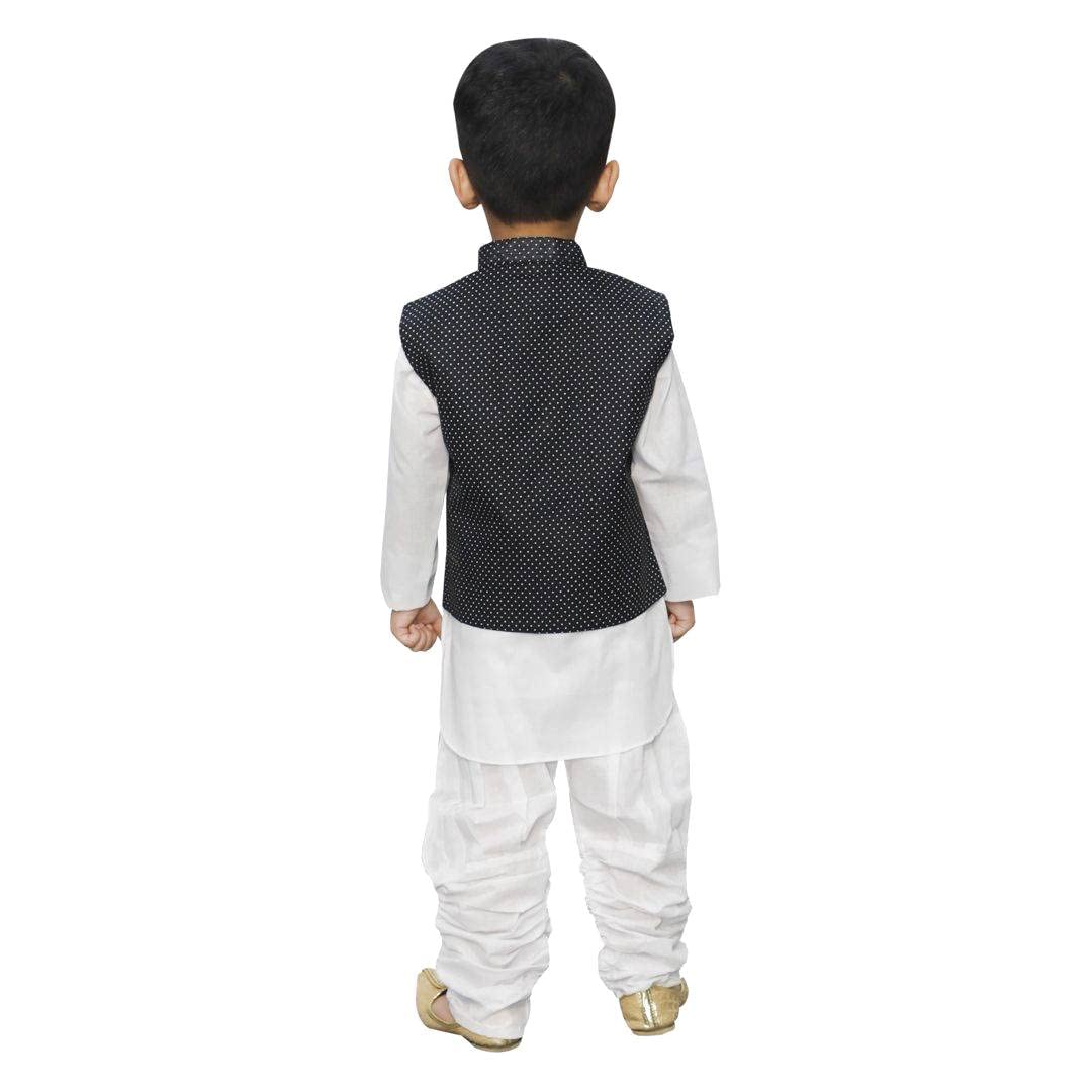 Baby Boy Kurta Pajama With Black Waistcoat for Kids (IMC18100-WHIBLA)