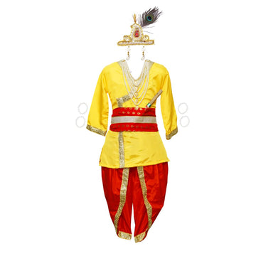 Krishna Dress for Baby Boy Kids Set of 10 Little Krishna Ji Kanha Janmasthmi Costume for Boys Kids (IMC20000-Redd)