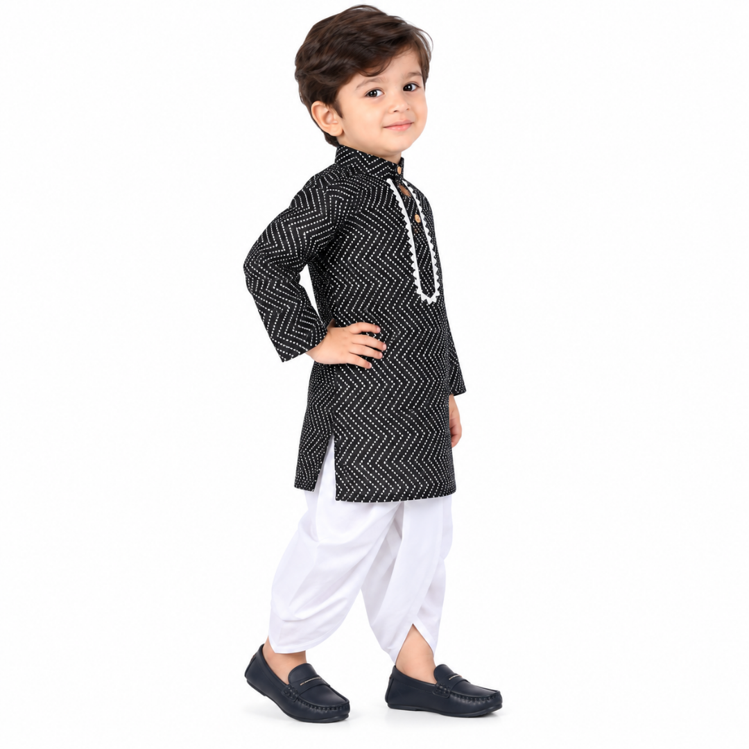 Vaanee Designz Elegant Traditional Dhoti Kurta Set for Baby Boys – Soft Cotton Ethnic Dress for Festivals And Weddings(Black)