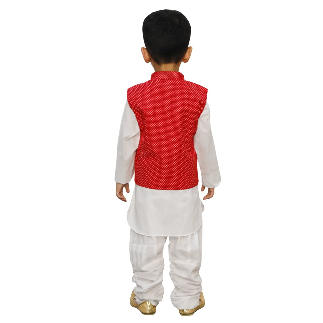 Baby Boy Kurta Pajama With Red Waistcoat for Kids