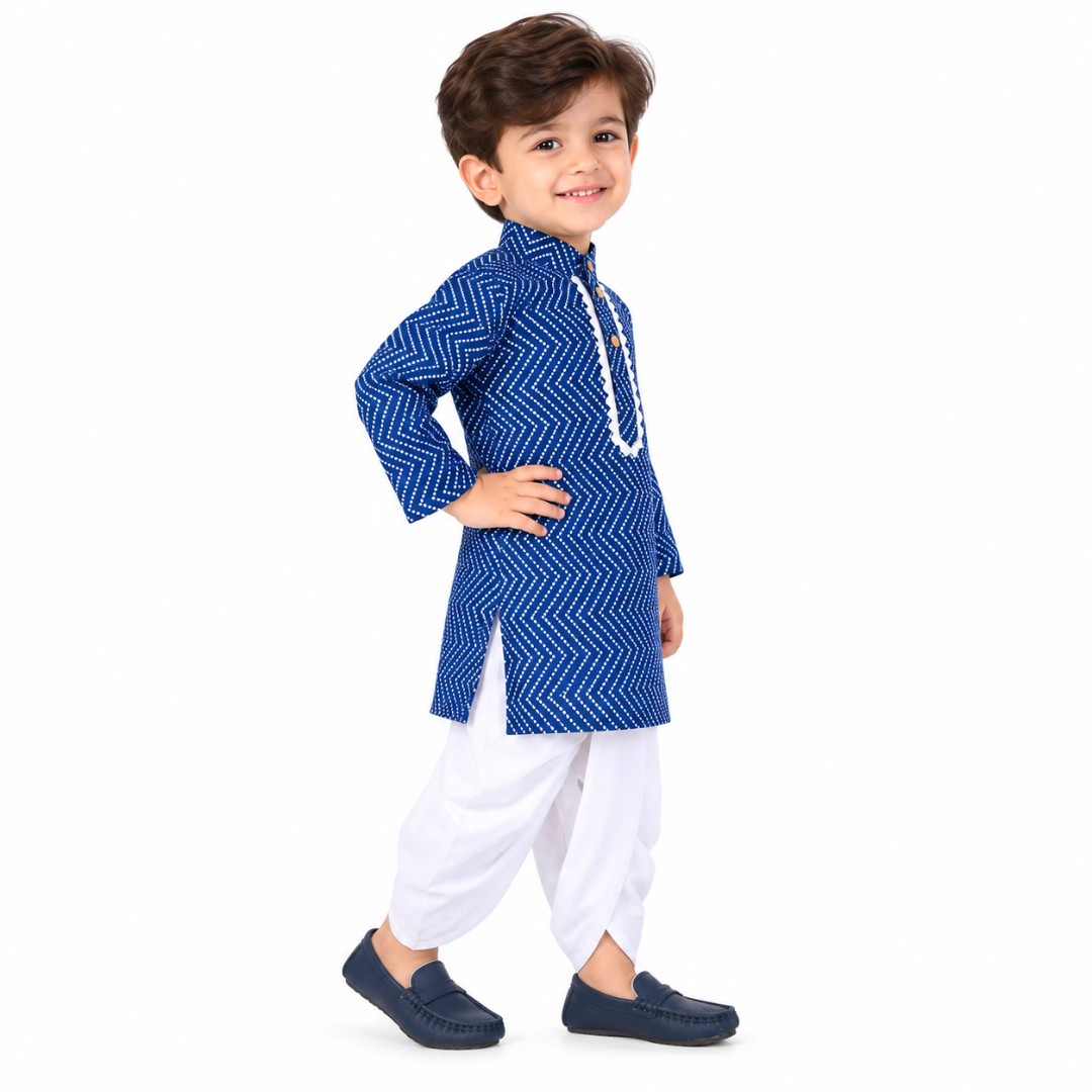 Vaanee Designz Elegant Traditional Dhoti Kurta Set for Baby Boys – Soft Cotton Ethnic Dress for Festivals And Weddings(Navy Blue)