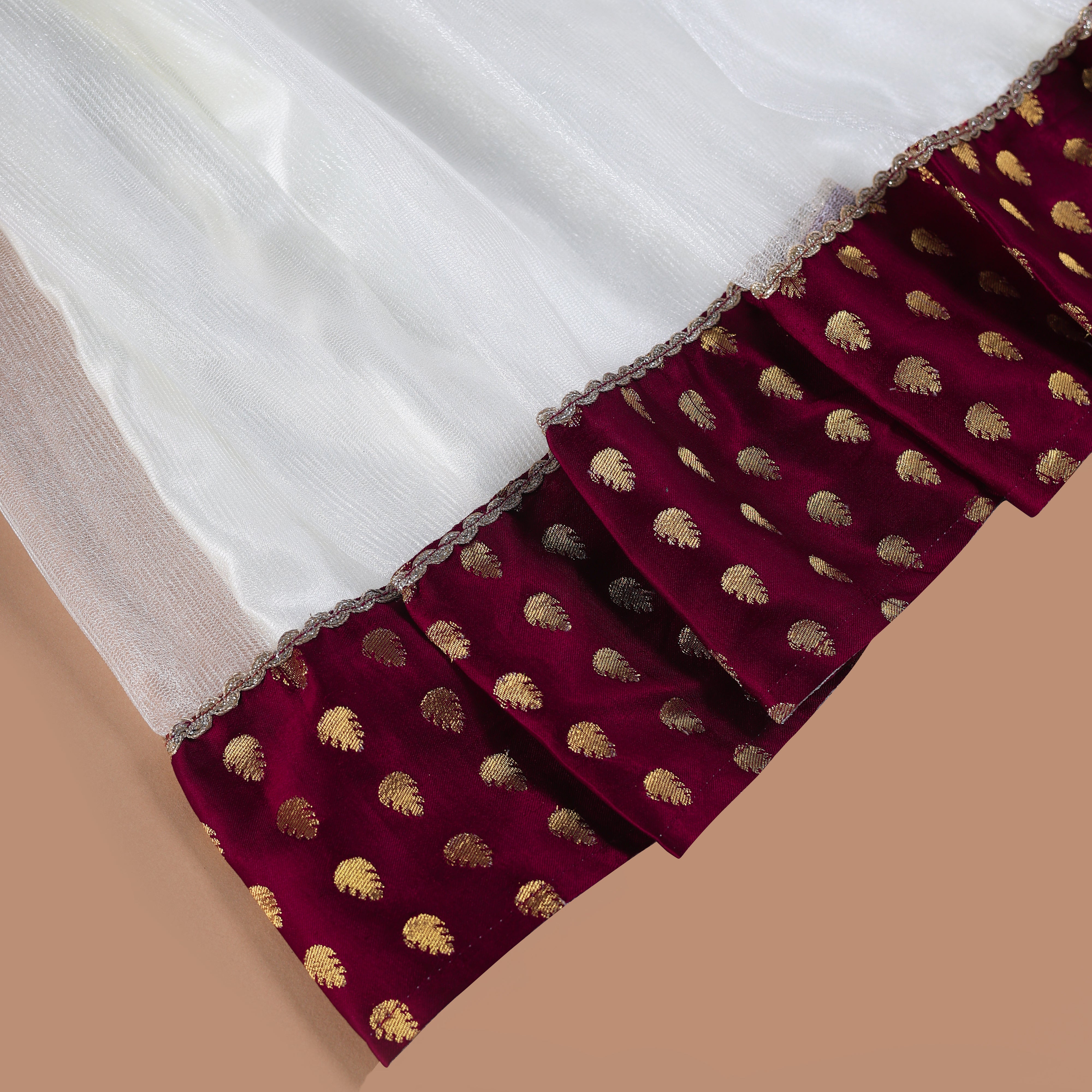 Vaanee Designz Silk Blend Readymade Embroidered 3 Piece Lehenga Choli Set|Lehenga Choli,Ethnic Wear|Lehenga for Kids|Lehenga Set for Wedding and Festival(Wine)