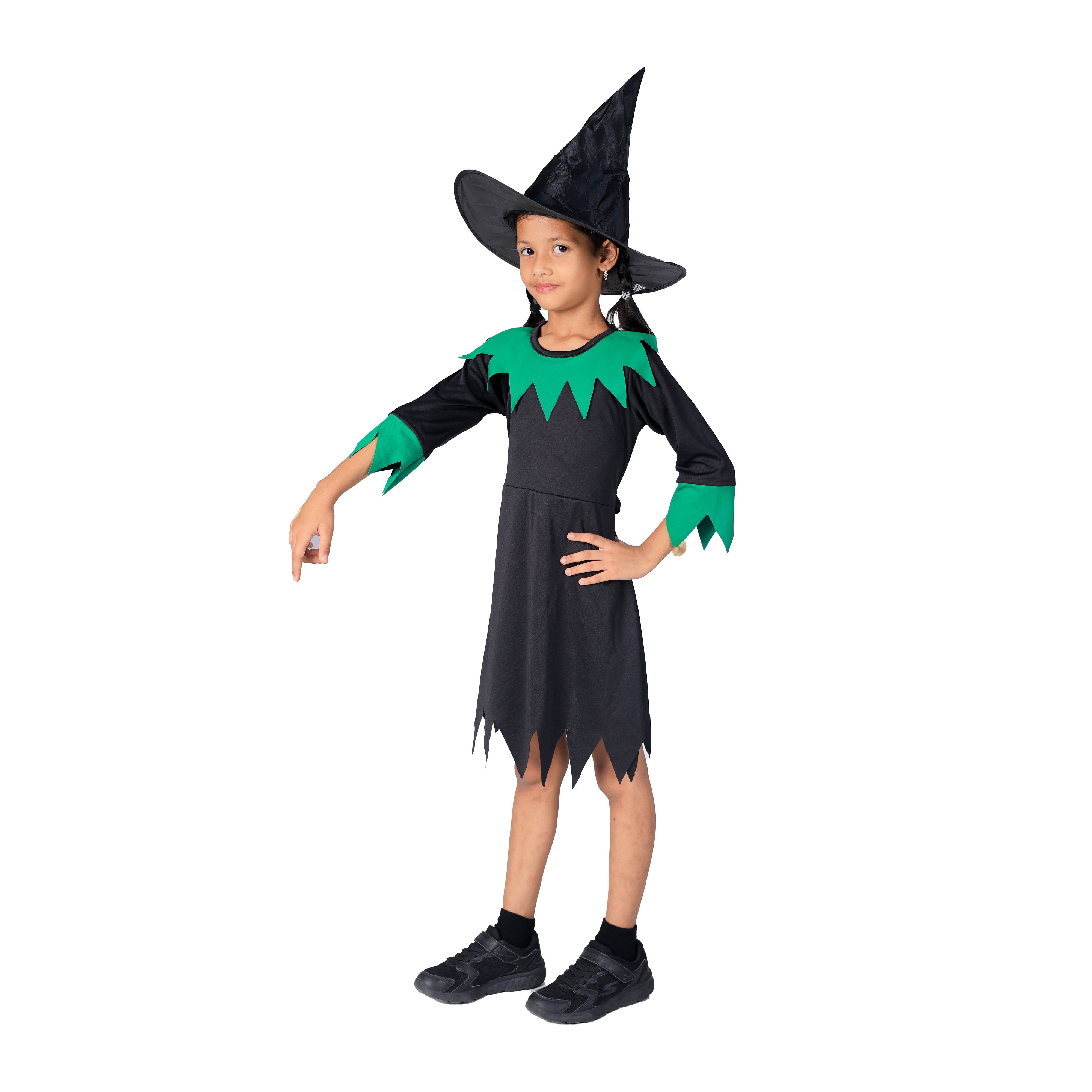 Halloween Dress| Witch Frock Costume and Accessories|For Girls  Kids |Haunted Horror Theme Dress (Free Scary Teeth)