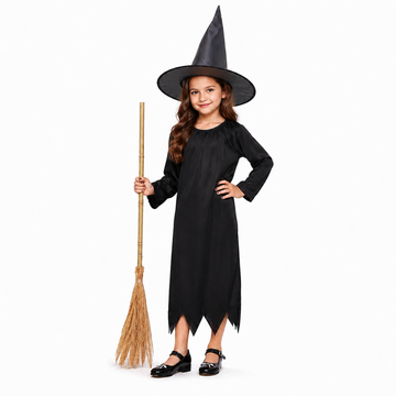 Witch Costume Dress for Kids Girls Set of 2(Gown,Hat) Halloween