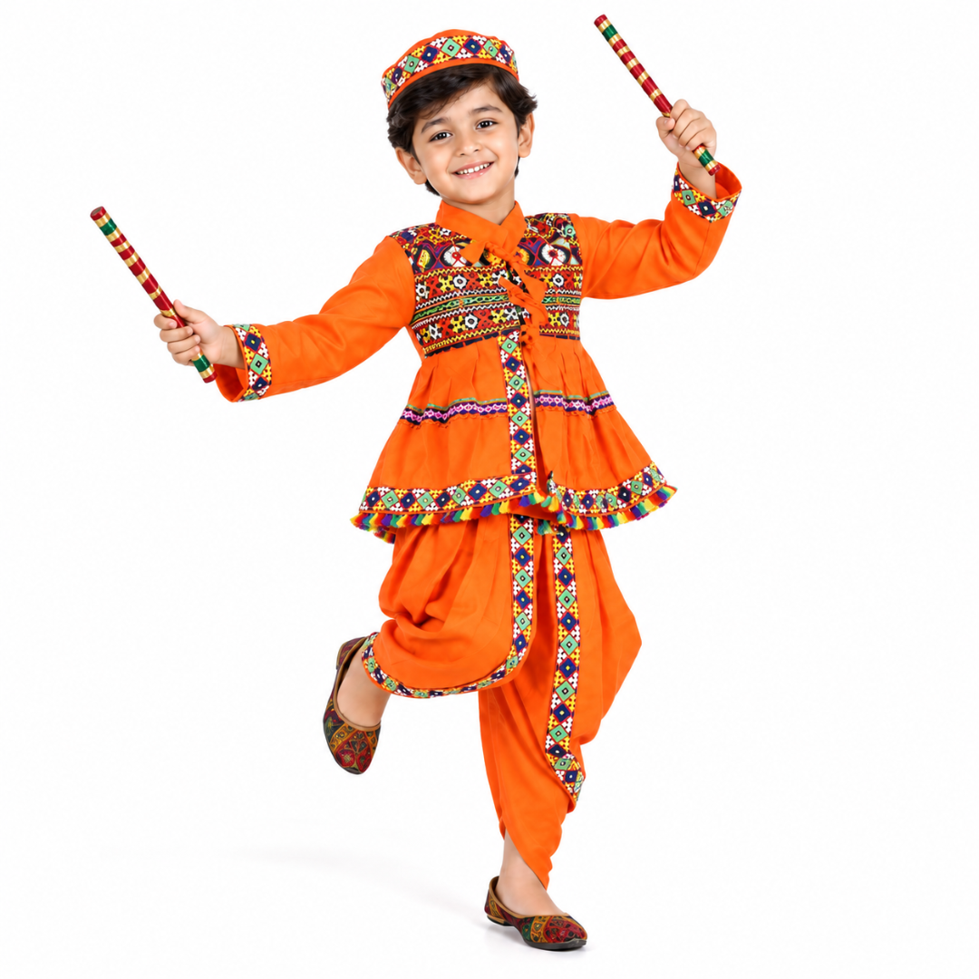 Kedia Costume for Boys | Gujarati Traditional Ethnic Wear for Kids | Navratri Garba Dandiya Dress | Festive & School Event Wear