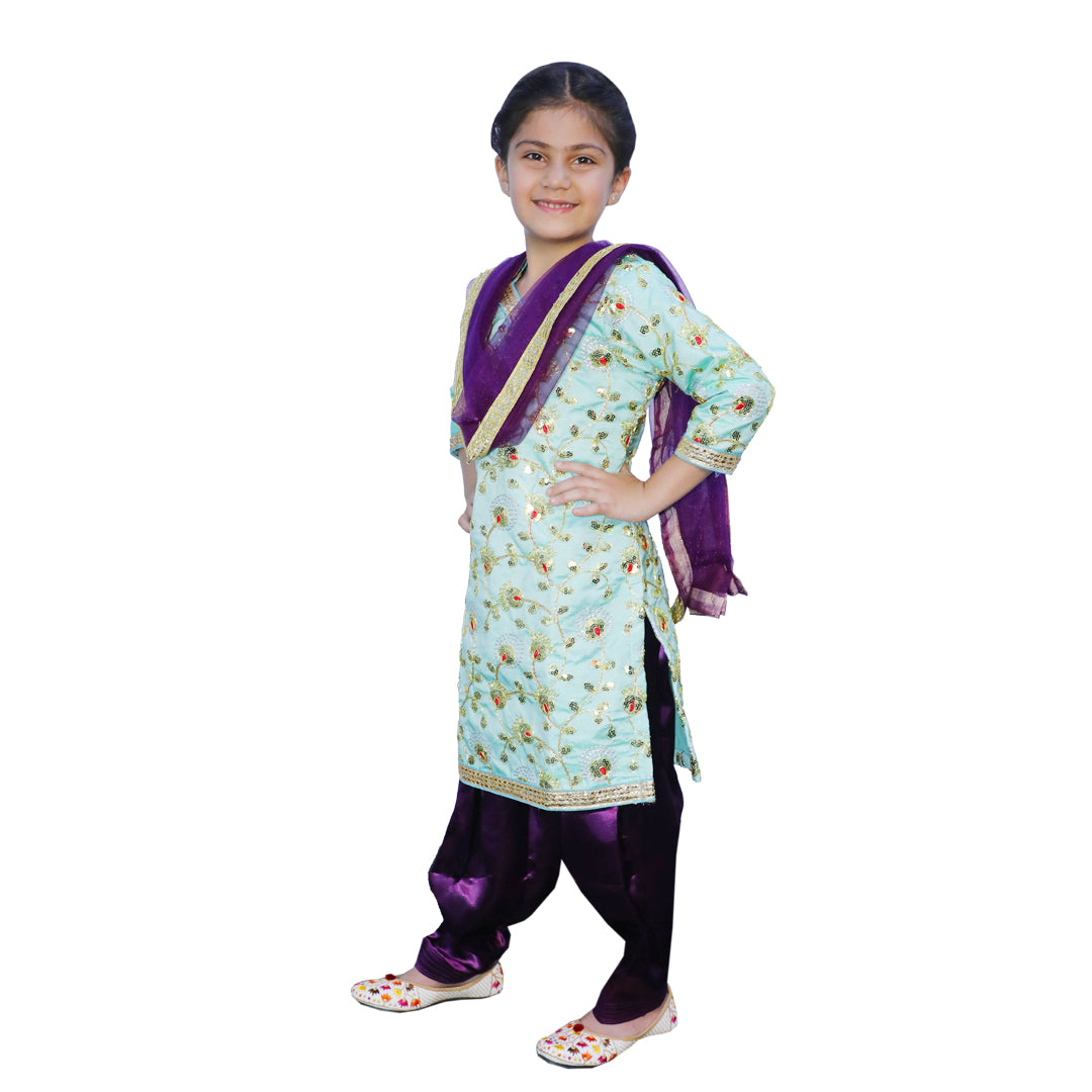 Punjabi Dress for Girls Traditional Folk Dance Costume for Kids