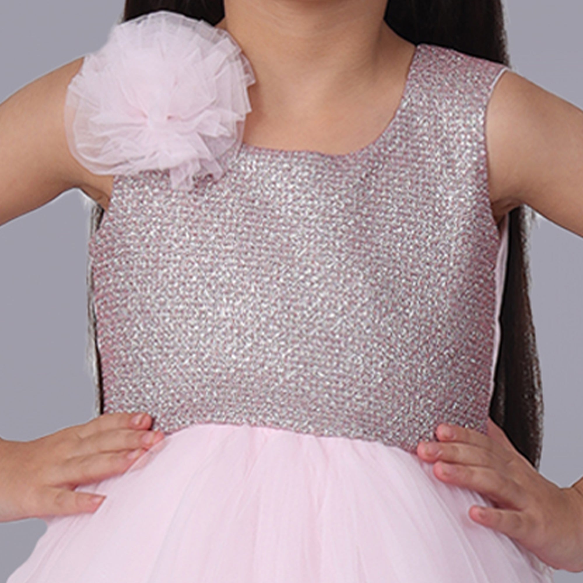 Itsmycostume Net Casual Full Length Cute Gown for Girls Kids