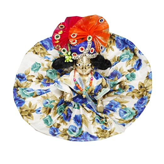 ITSMYCOSTUME Handmade Premium Laddu Gopal Krishna Bal Gopal Poshak Dress Set of 4 (Poshak,Mukut,Wig,Mala)
