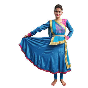 Kathak Costume Firozi and Magenta Anarkali Dress