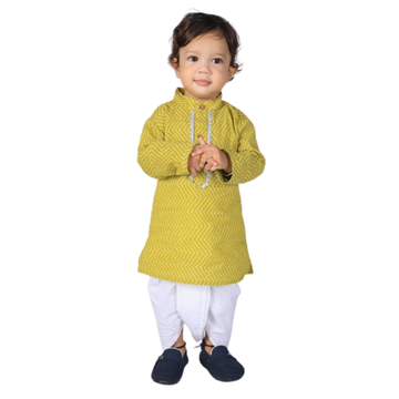 Vaanee Designz Elegant Traditional Dhoti Kurta Set for Baby Boys – Soft Cotton Ethnic Dress for Festivals And Weddings(Mustard)