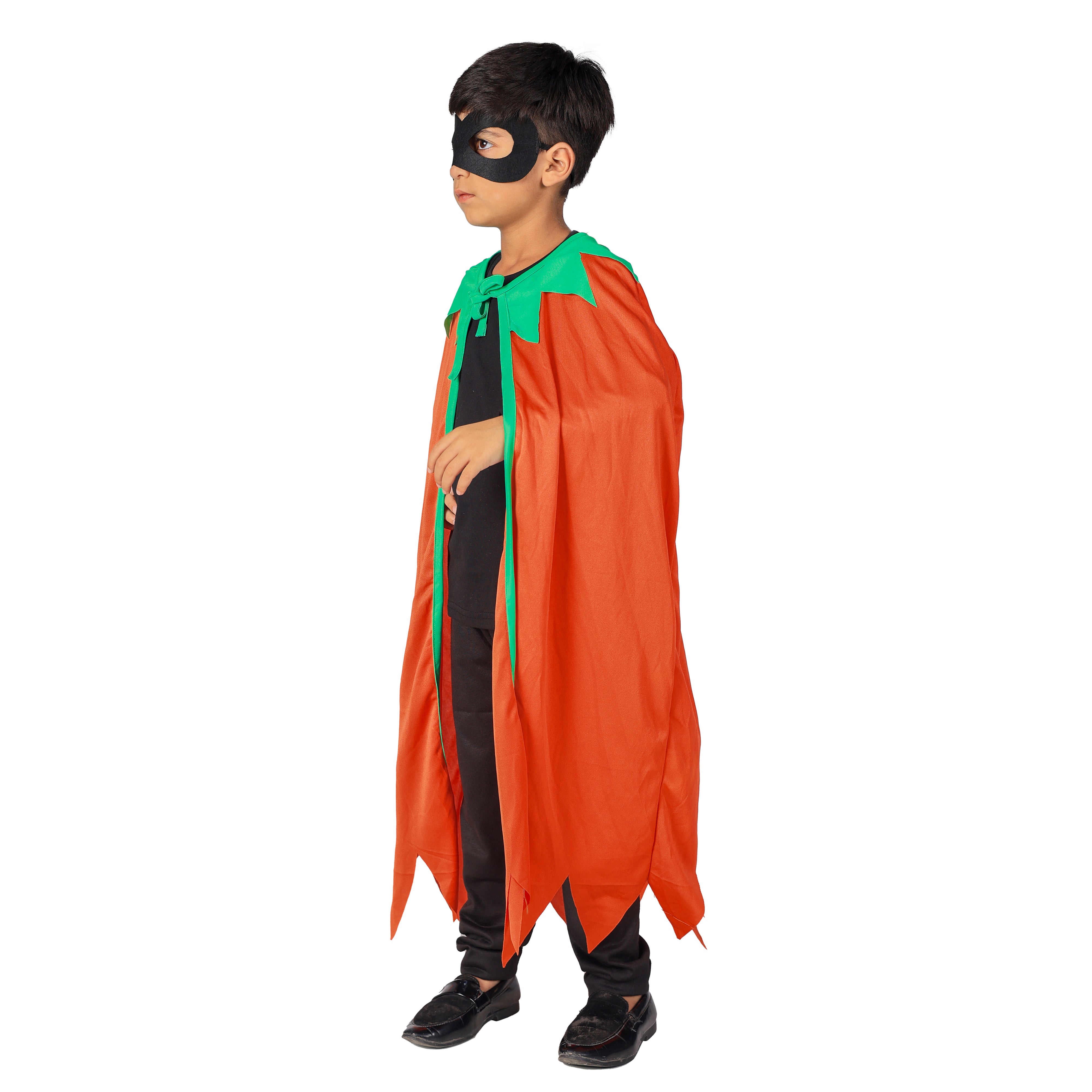 Halloween Dress| Pumpkin Cape Costume and Accessories|For Girls & Boys Kids |Haunted Horror Theme Dress (Only Cape & accessories with FREE scary teeth)
