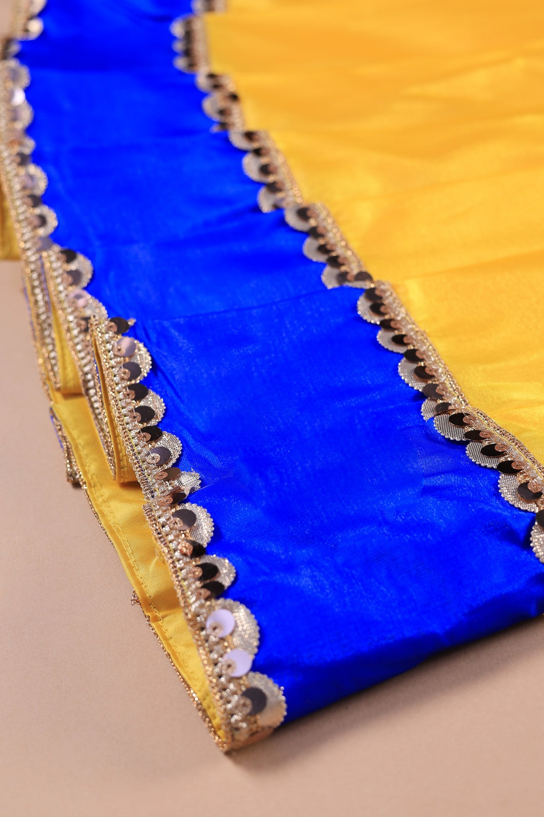 Vaanee Designz Silk Blend Readymade Embroidered 3 Piece Lehenga Choli Set|Lehenga Choli,Ethnic Wear|Lehenga for Kids|Lehenga Set for Wedding and Festival( Yellow & Blue)