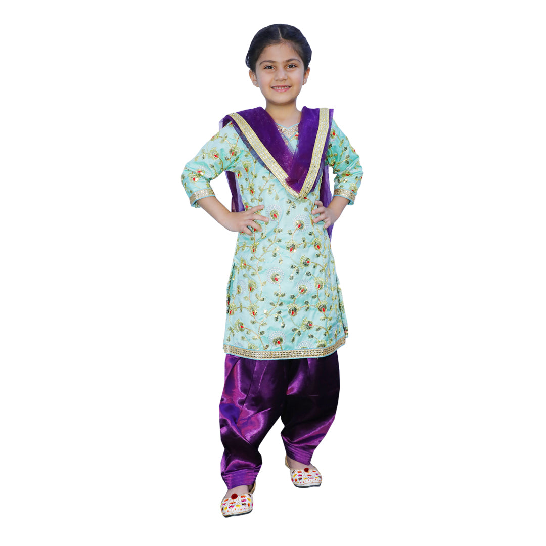 Punjabi Dress for Girls Traditional Folk Dance Costume for Kids