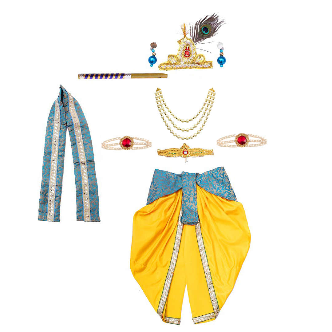 Krishna Dress for Baby Boy Kids Set of 10 Little Krishna Ji Kanha Janmasthmi Costume for Kids