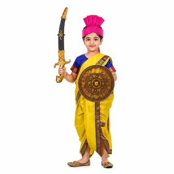 Rani Laksmi Bai Yellow Saari for Girls - Kids Fancy Dress (IMC45002-YYELLOWW)