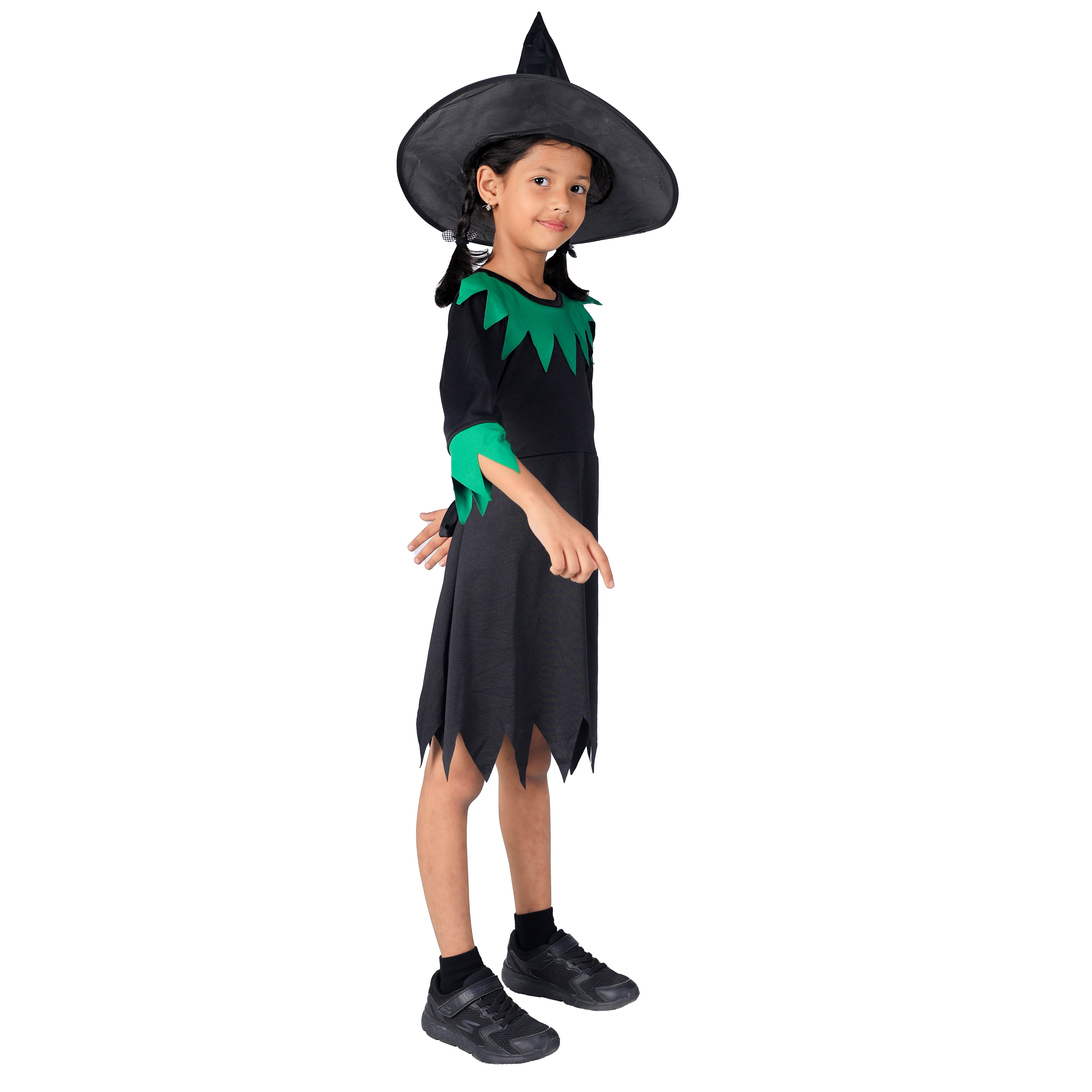 Halloween Dress| Witch Frock Costume and Accessories|For Girls  Kids |Haunted Horror Theme Dress (Free Scary Teeth)