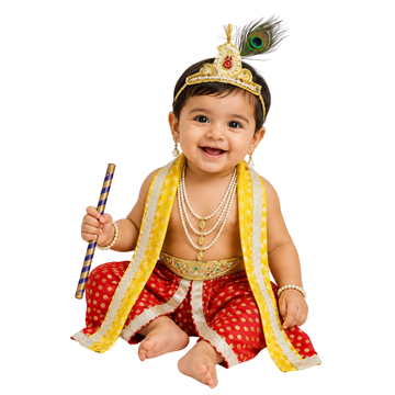 Krishna Dress for Baby Boy Kids Set of 10 Little Krishna Ji Kanha Janmasthmi Costume for Kids (IMC19000-Mmagentaa)