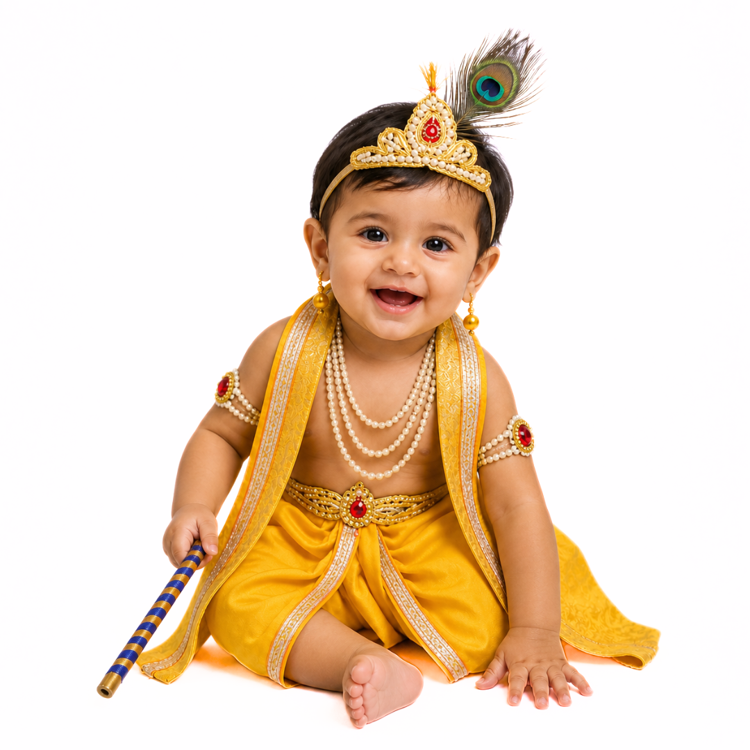 Krishna Dress for Baby Boy Kids Set of 10 Little Krishna Ji Kanha Janmasthmi Costume for Kids