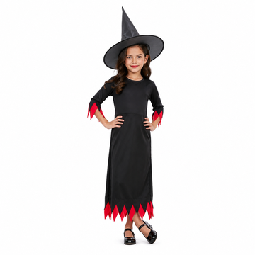 Witch Costume Dress for Kids Girls Set of 2(Gown,Hat) Halloween Costume Fancy Dress