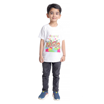 Holi T-Shirts for Kids - Printed Round Neck T-shirts for Boys &amp; Girls