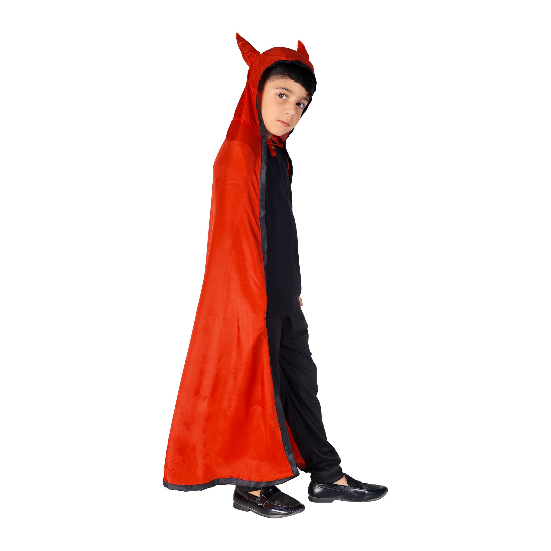 Halloween Dress|Devil's Costume and Accessories|For Girls and boys Kids |Haunted Horror Theme Dress (Only Cape & accessories with FREE scary teeth)