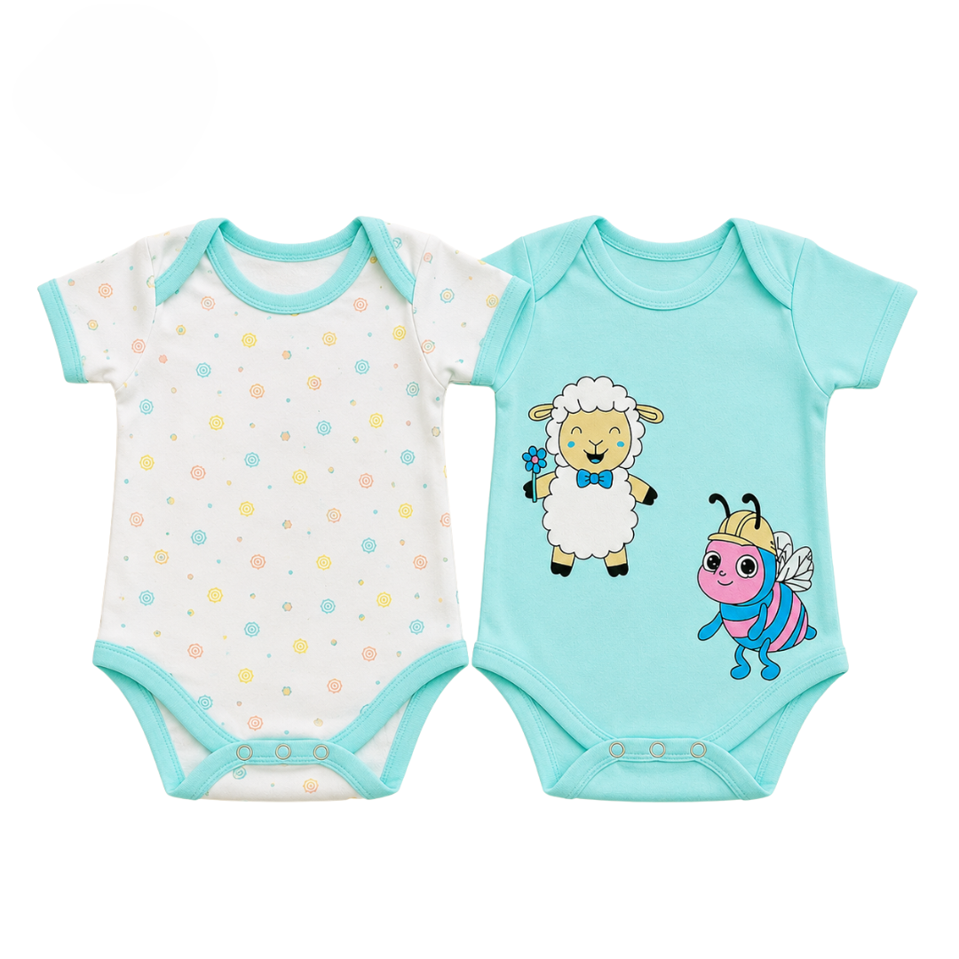 ITSMYCOSTUME Baby Romper Frock for Baby Girls | Soft Cotton Blend Floral Printed Infant Jumpsuit Bodysuit with Bloomer | Half Sleeve Newborn Baby Clothes Set (Set of 2)