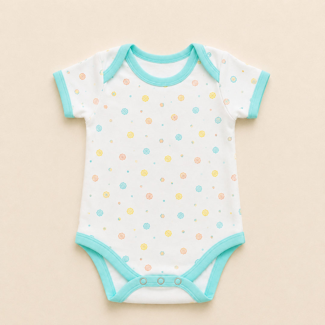 ITSMYCOSTUME Baby Romper Frock for Baby Girls | Soft Cotton Blend Floral Printed Infant Jumpsuit Bodysuit with Bloomer | Half Sleeve Newborn Baby Clothes Set (Set of 2)